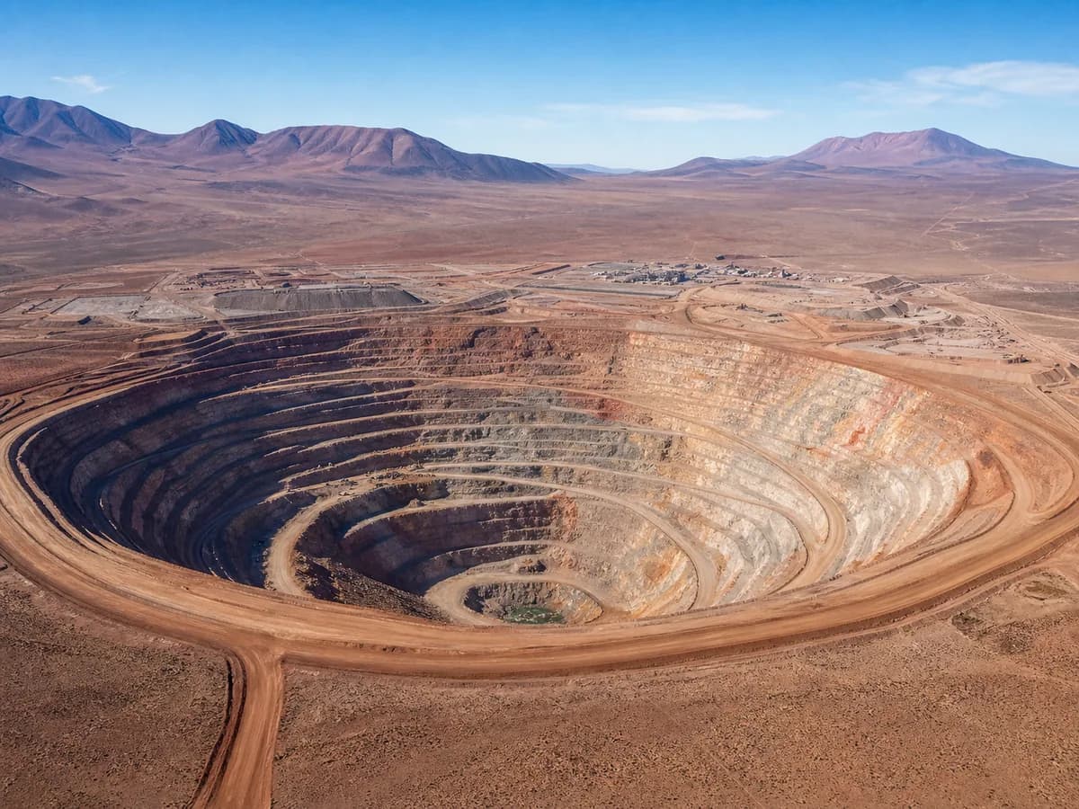Rajo de la mina de cobre Los Bronces en Calama, Región de Antofagasta
