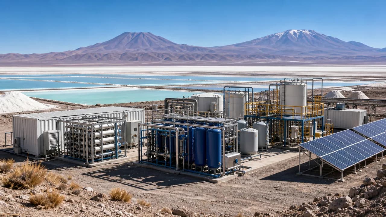Planta de extracción de litio en el Salar de Atacama